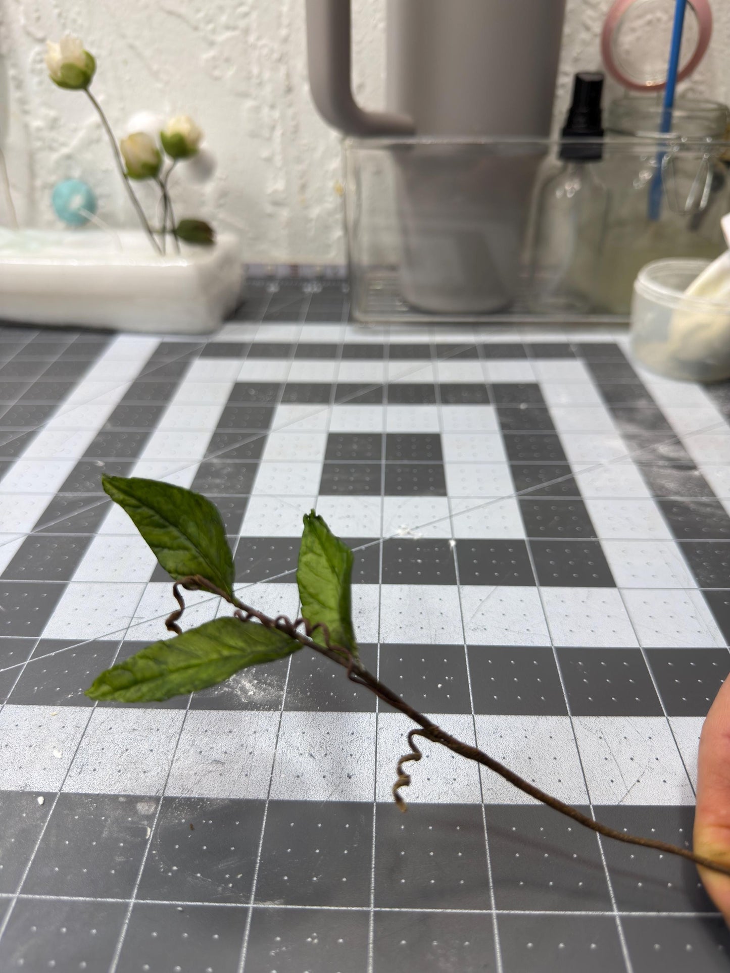 Edible Sugar Flower Branch Spray, Cake Topper Greenery, 12" Long