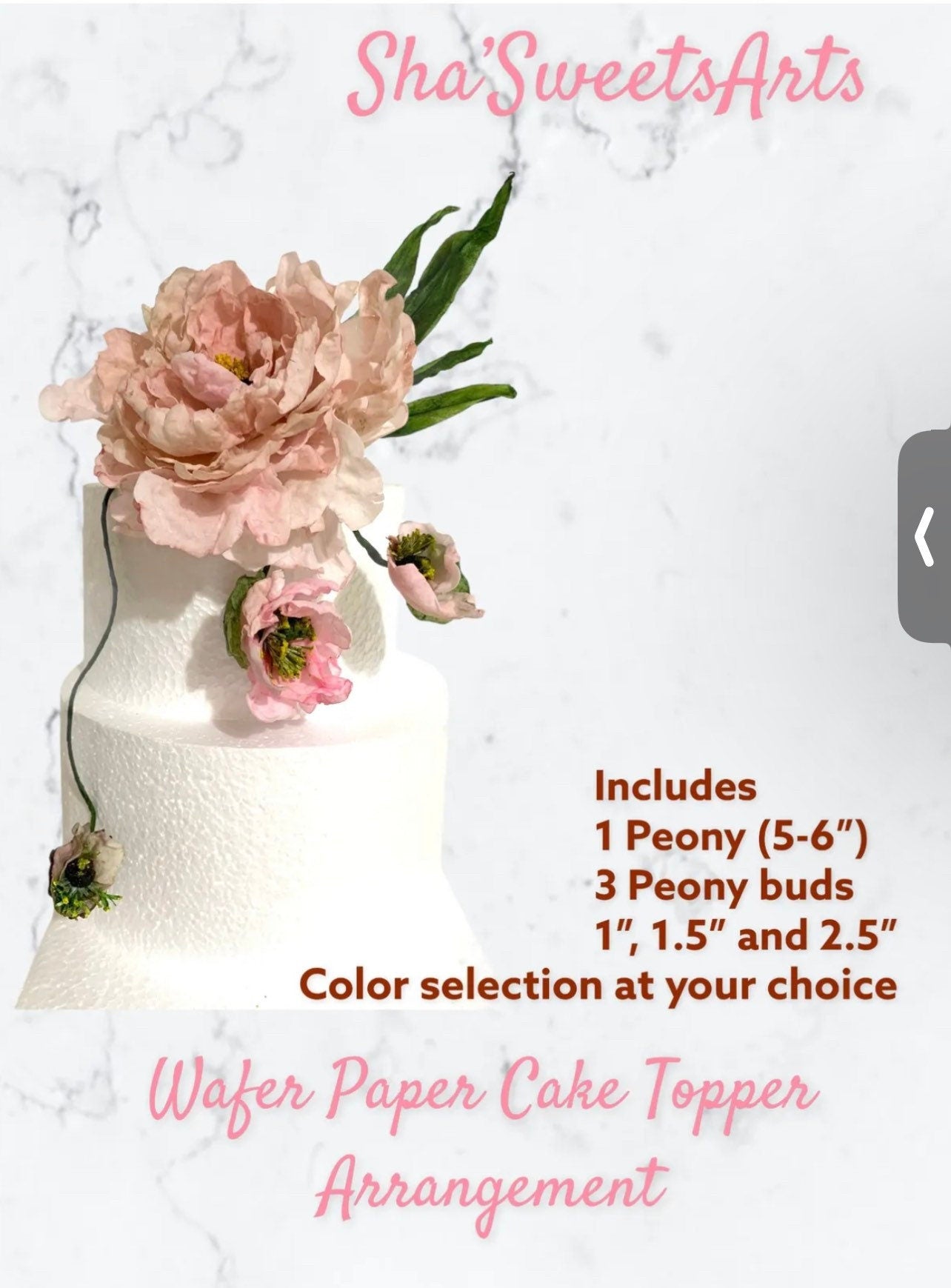 Wafer Paper Peony Cake Toppers: Vegan Wedding & Birthday Decor