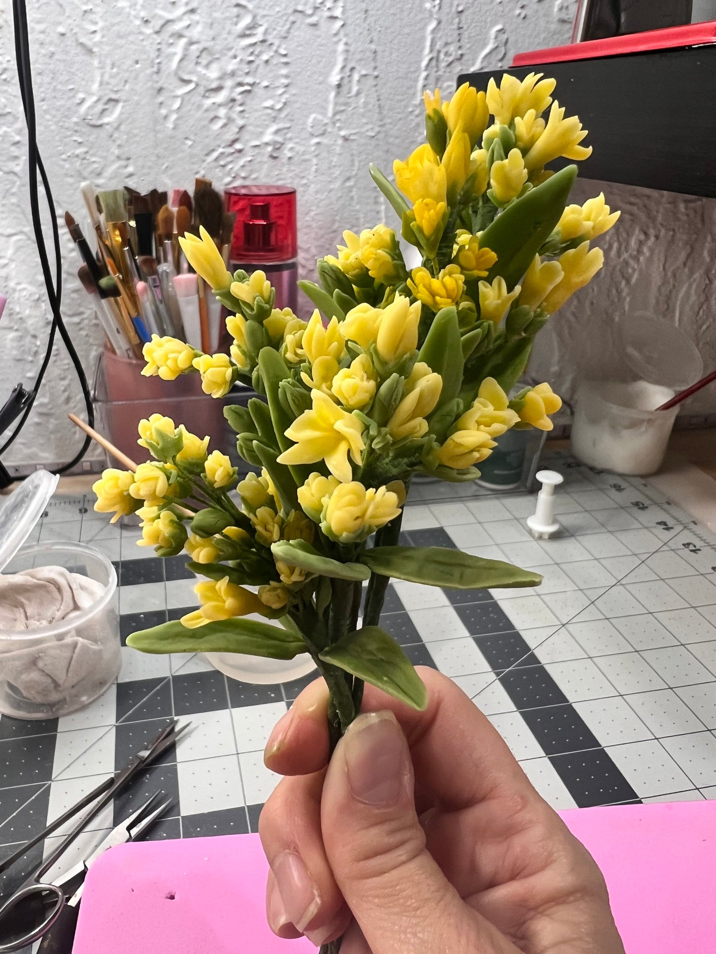 Edible Goldenrod Flower Bunch: Handmade Fondant Cake Topper