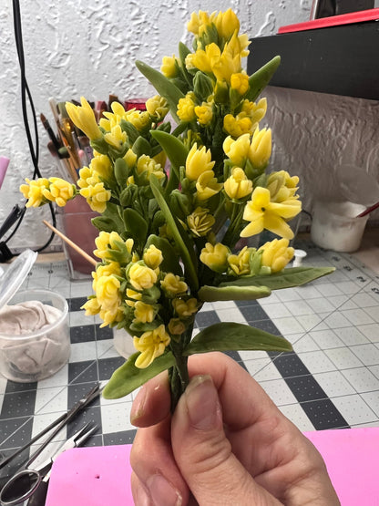 Edible Goldenrod Flower Bunch: Handmade Fondant Cake Topper