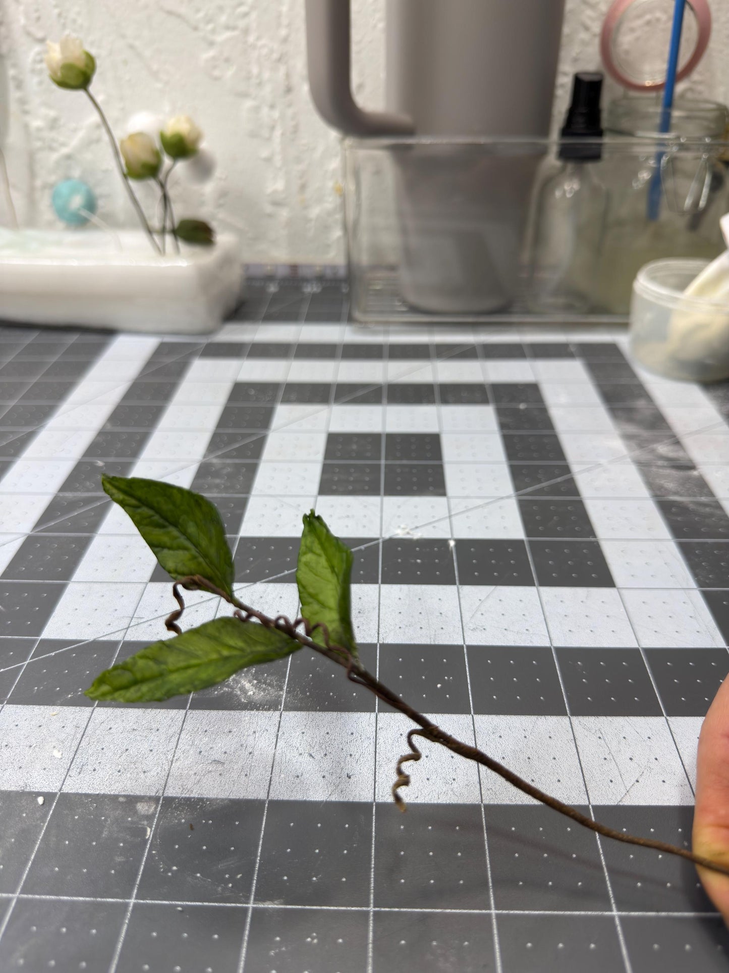 Edible Sugar Flower Branch Spray, Cake Topper Greenery, 12" Long