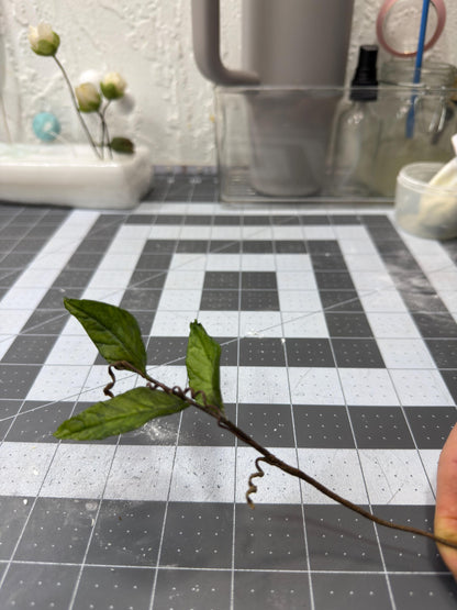 Edible Sugar Flower Branch Spray, Cake Topper Greenery, 12" Long