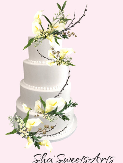 Sugar Calla Lily Cake Topper, Handmade Gum Paste Flower, Wedding Cake Decoration, Realistic Flexible Sugar Flower