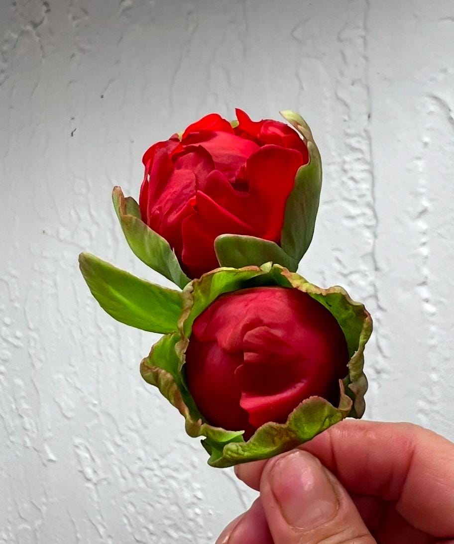 Edible Sugar Flower Cake Topper: Rose, Peony Arrangement