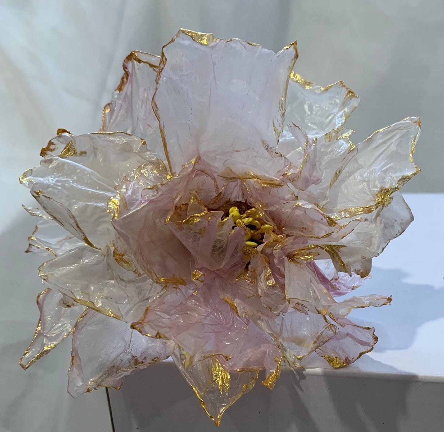 Handmade Rice Paper Peony Cake Topper: Edible Vegan Flower Decor