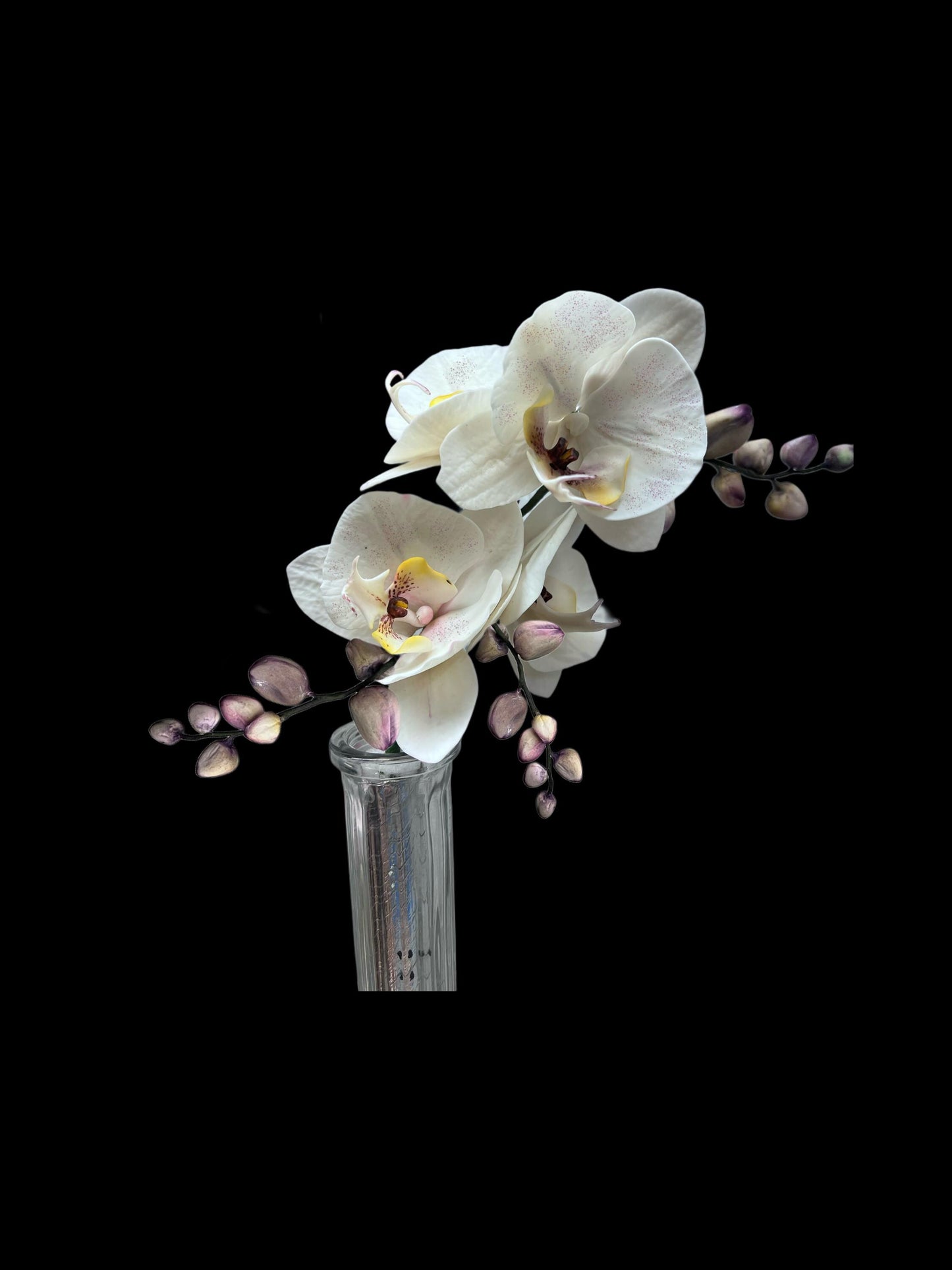 Edible White Orchids Branch Cake Topper, Flexible Vegan Paste Custom Flowers, for Wedding or Birthdays