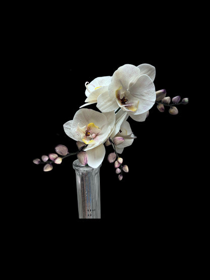 Edible White Orchids Branch Cake Topper, Flexible Vegan Paste Custom Flowers, for Wedding or Birthdays
