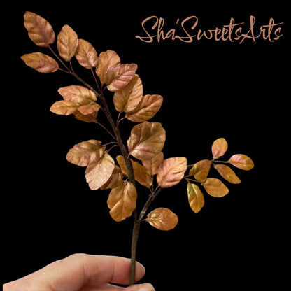 Edible, Flexible Sugar Paste small leaves filler branch   Cake Topper, weddings and birthday cake decoration, 12" Long