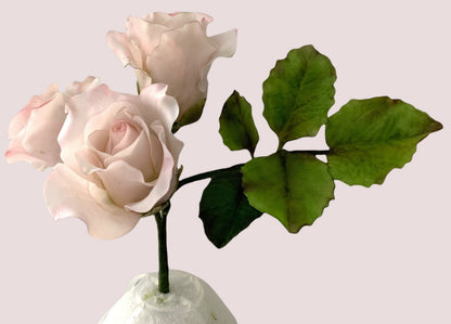 Edible Light Pink Sugar Roses, Handmade Flexible Paste Cake Toppers