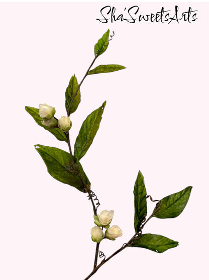 Edible Sugar Flower Branch Spray, Cake Topper Greenery, 12" Long