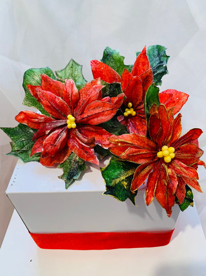 Edible Wafer Paper Poinsettia: Vegan Christmas Cake Topper