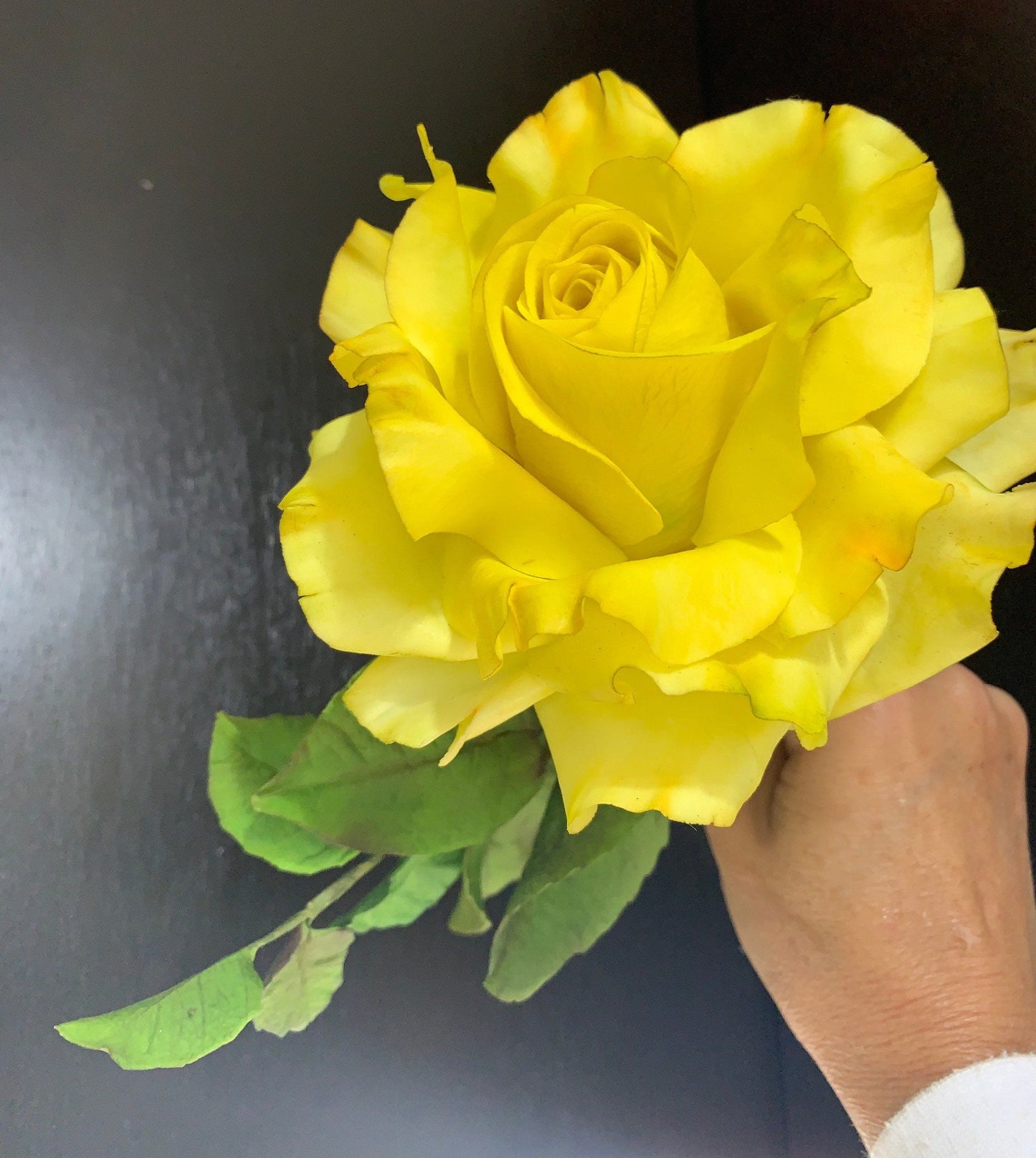 Handmade Edible Jumbo Rose Cake Topper: Flexible Vegan Paste Flower (7-7.5")