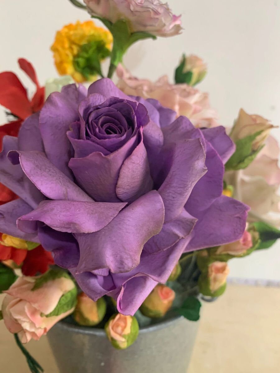 Handmade Edible Jumbo Rose Cake Topper: Flexible Vegan Paste Flower (7-7.5")