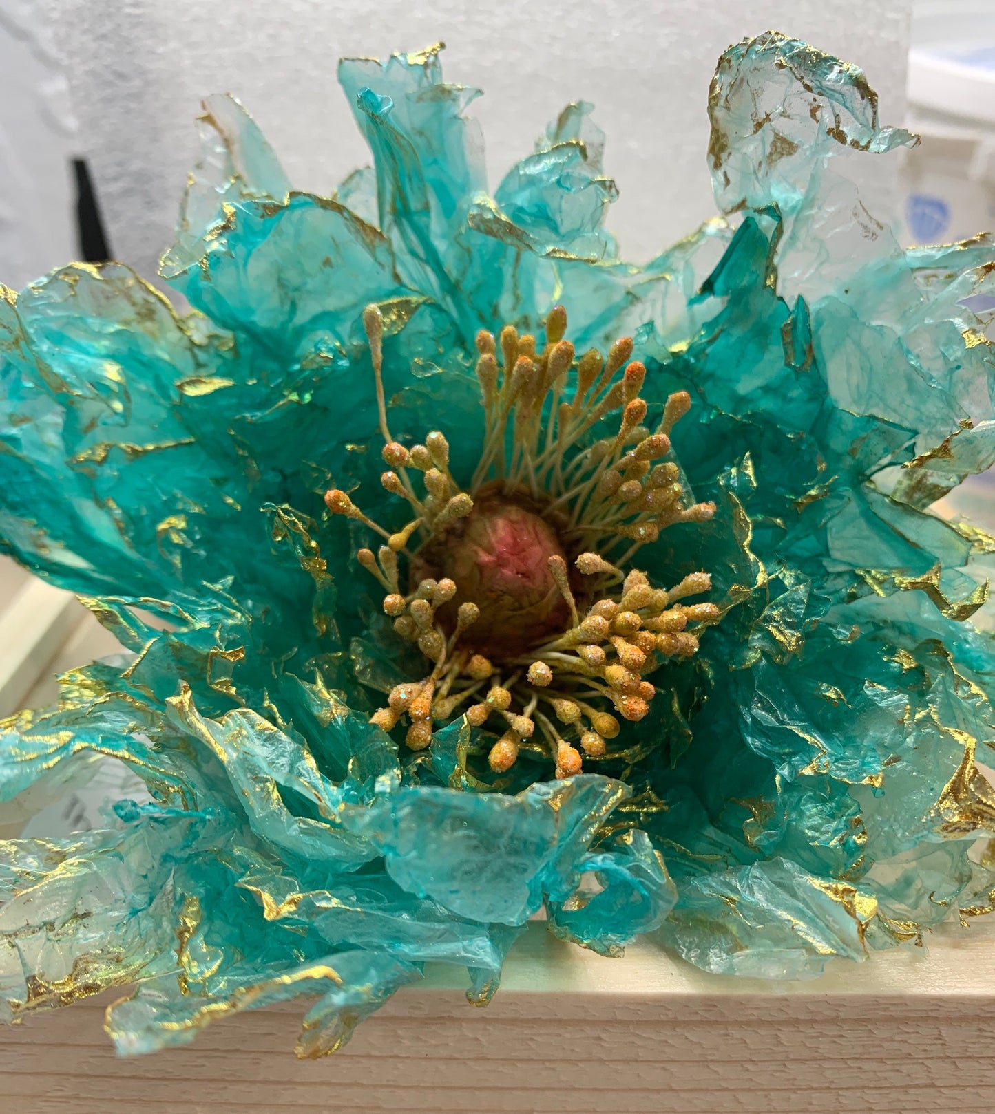 Handmade Rice Paper Peony Cake Topper: Edible Vegan Flower Decor