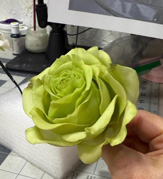 Edible Green Rose with Stephanoties Flowers, Cake Topper Arrangement, flexible Paste decorations/Gumepaste wedding and Birthday cake Topper