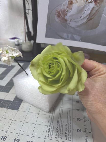 Green Sugar Rose Cake Topper: Edible Wedding Birthday Decoration