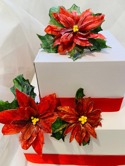 Edible Wafer Paper Poinsettia: Vegan Christmas Cake Topper
