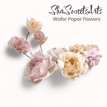 Wafer Paper Rose Cake Toppers: Vegan Wedding Birthday Decor