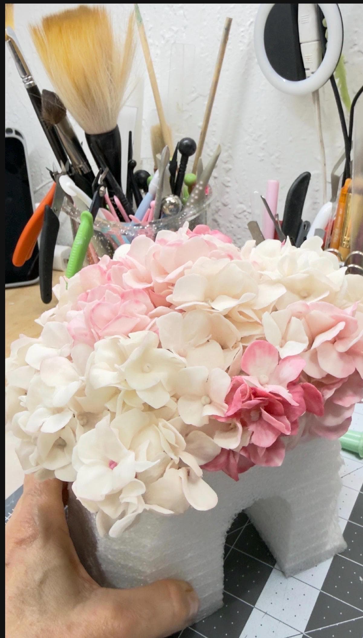 Handmade Edible Hydrangea Cake Toppers Flexible Sugar Flowers