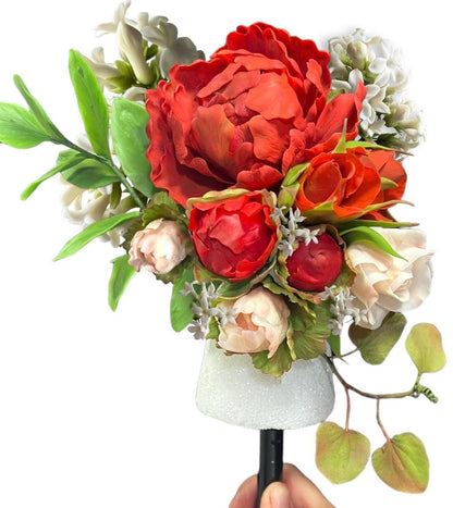 Edible Sugar Flower Cake Topper: Rose, Peony Arrangement