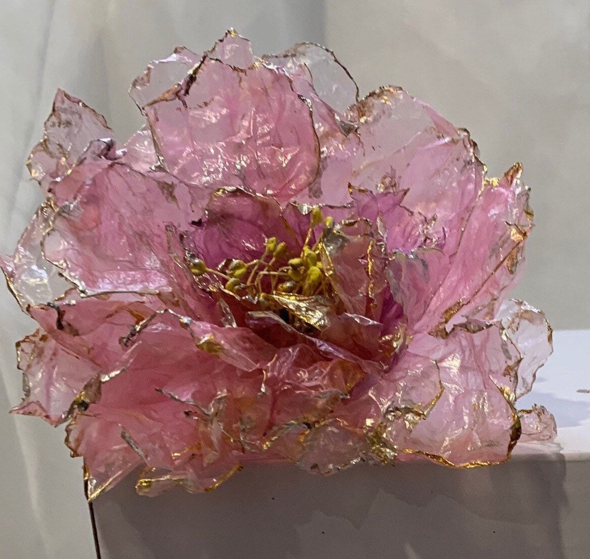 Handmade Rice Paper Peony Cake Topper: Edible Vegan Flower Decor
