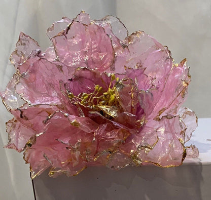 Handmade Rice Paper Peony Cake Topper: Edible Vegan Flower Decor