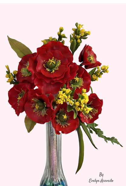 Edible Goldenrod Flower Bunch: Handmade Fondant Cake Topper