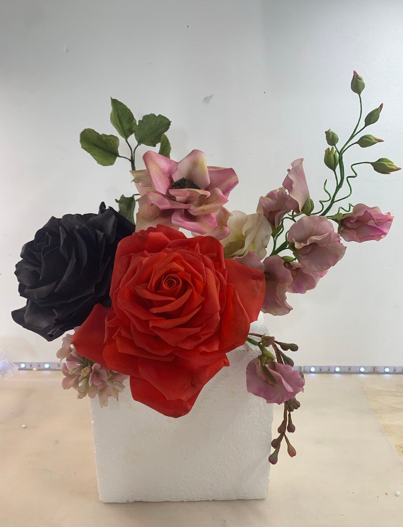 Edible Sugar Flower Cake Topper: Roses, Sweet Peas, Flexible Paste