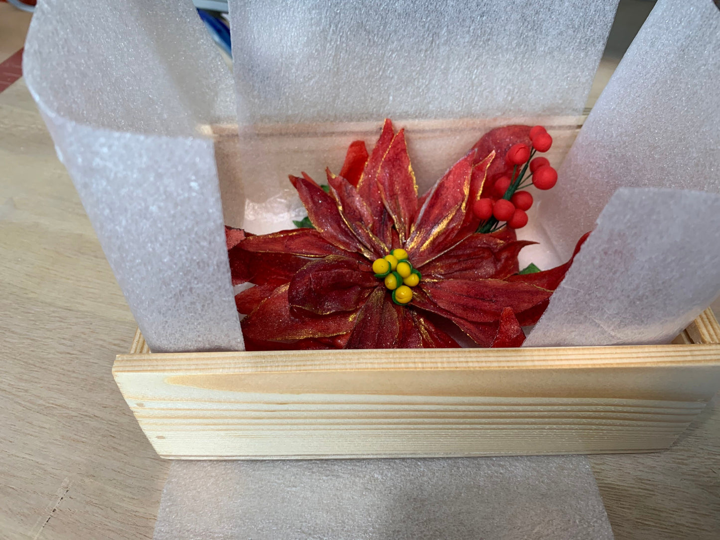 Edible Wafer Paper Poinsettia: Vegan Christmas Cake Topper