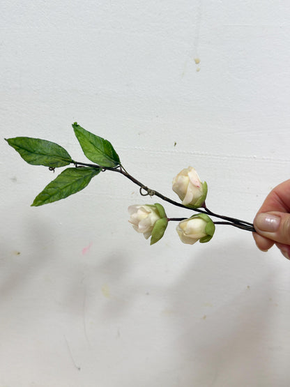 Edible Sugar Flower Branch Spray, Cake Topper Greenery, 12" Long