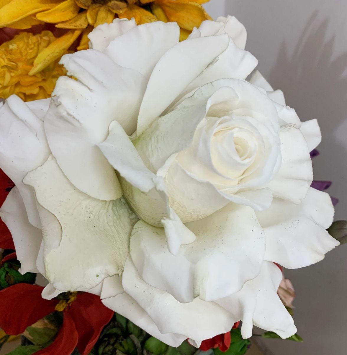 Handmade Edible Jumbo Rose Cake Topper: Flexible Vegan Paste Flower (7-7.5")