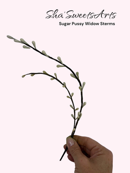 Edible Sugar Pussy Willow Filler Sterm, Handmade Cake Toppers, Flexible Paste