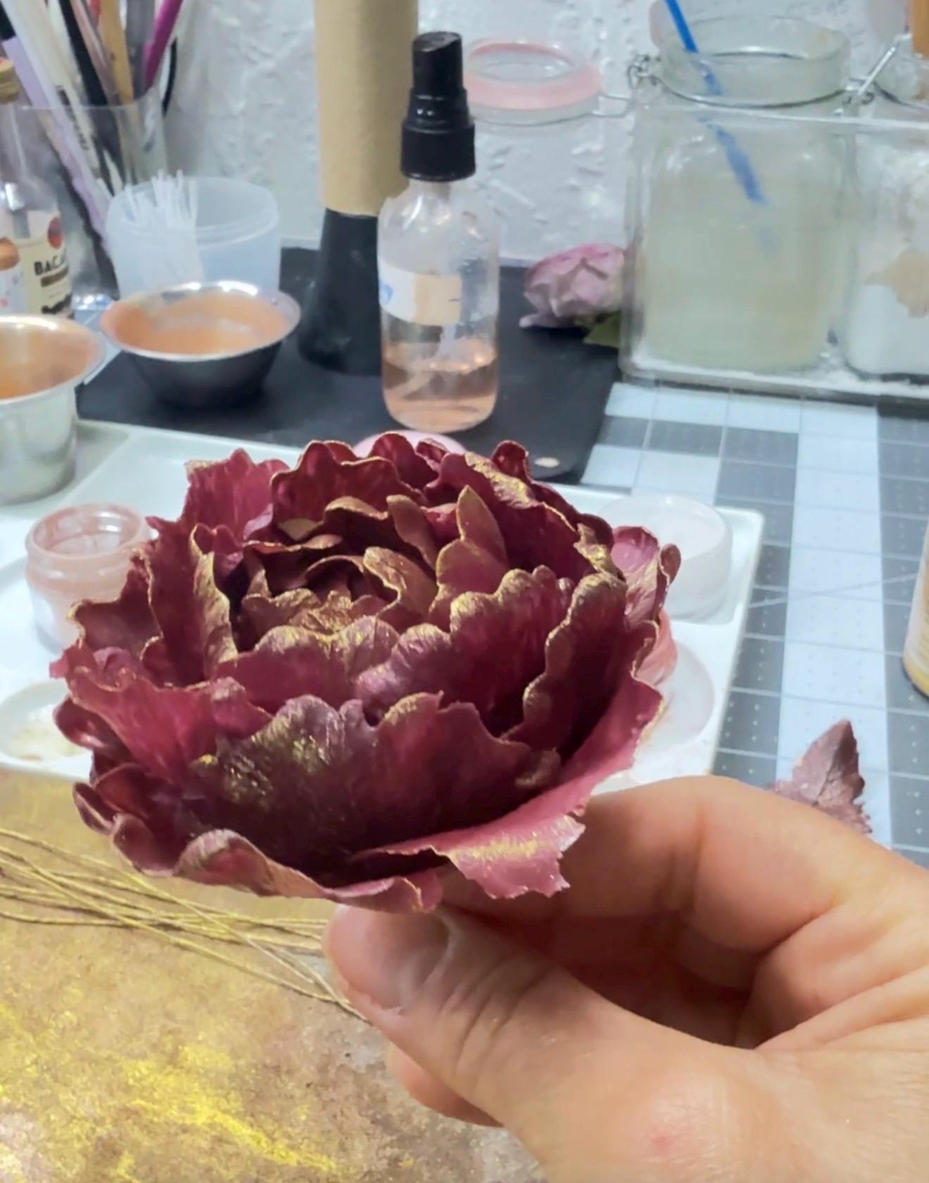 Realistic Flexible Sugar Paste Peony, Realistic Gumpaste Cake Decorations |  Ruffled Peony | Wedding Cake